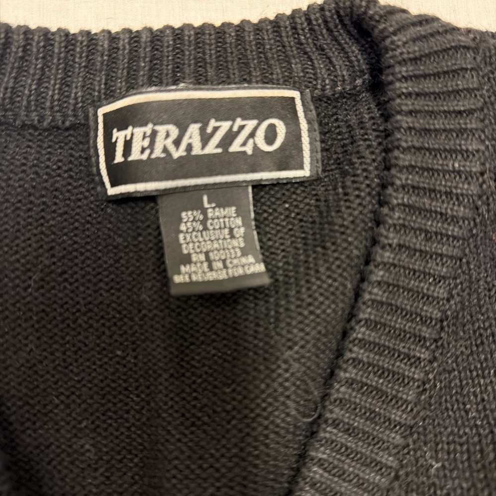 Vintage 90’s Black Cardigan with Giraffe Design - Picture 2 of 4